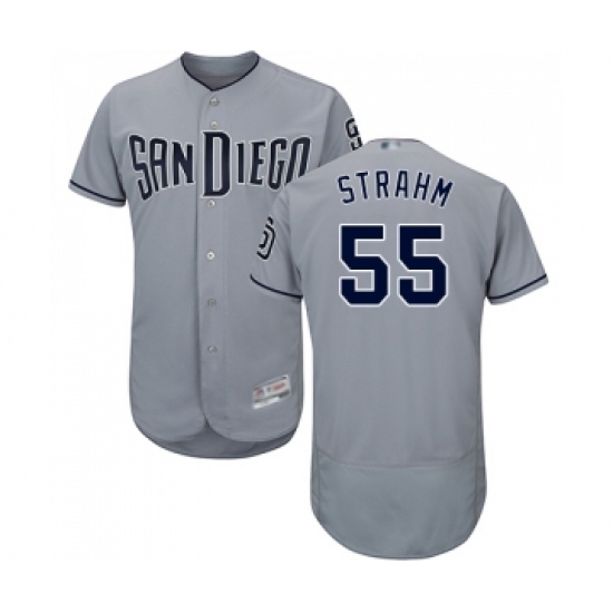 Men's San Diego Padres 55 Matt Strahm Authentic Grey Road Cool Base Baseball Jersey