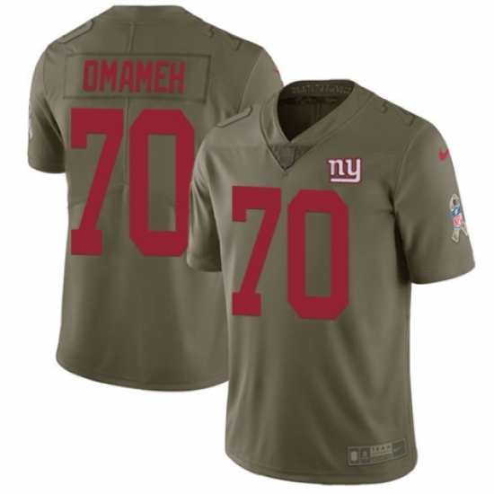 Men's Nike New York Giants 70 Patrick Omameh Limited Olive 2017 Salute to Service NFL Jersey