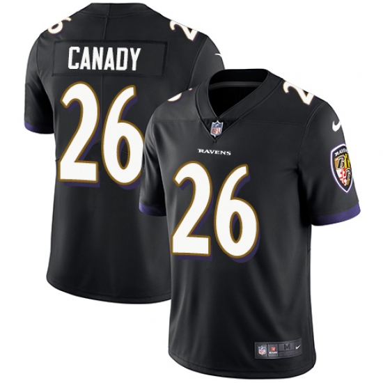 Men's Nike Baltimore Ravens 26 Maurice Canady Black Alternate Vapor Untouchable Limited Player NFL Jersey