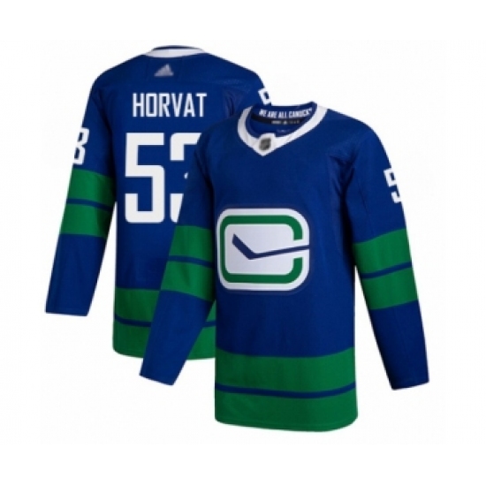 Men's Vancouver Canucks 53 Bo Horvat Authentic Royal Blue Alternate Hockey Jersey