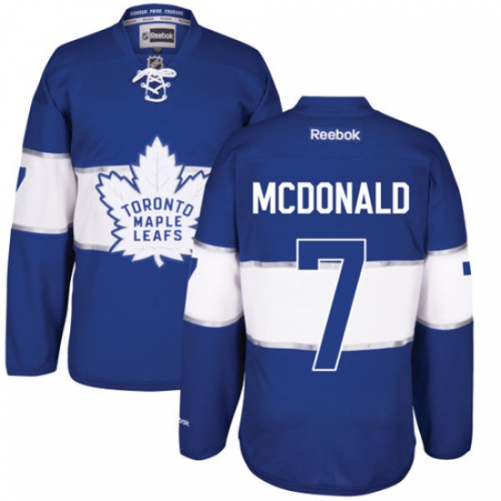 Men's Reebok Toronto Maple Leafs 7 Lanny McDonald Authentic Royal Blue 2017 Centennial Classic NHL Jersey