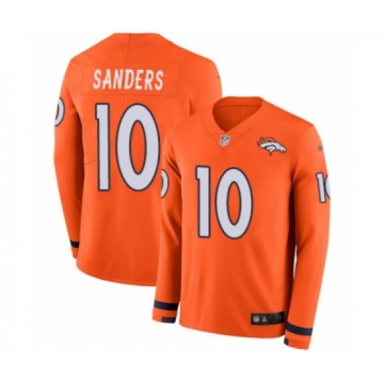 Men's Nike Denver Broncos 10 Emmanuel Sanders Limited Orange Therma Long Sleeve NFL Jersey