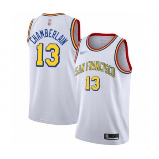 Men's Golden State Warriors 13 Wilt Chamberlain Swingman White Hardwood Classics Basketball Jersey - San Francisco Classic Edition