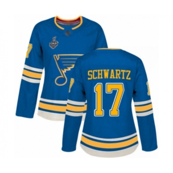 Women's St. Louis Blues 17 Jaden Schwartz Authentic Navy Blue Alternate 2019 Stanley Cup Final Bound Hockey Jersey