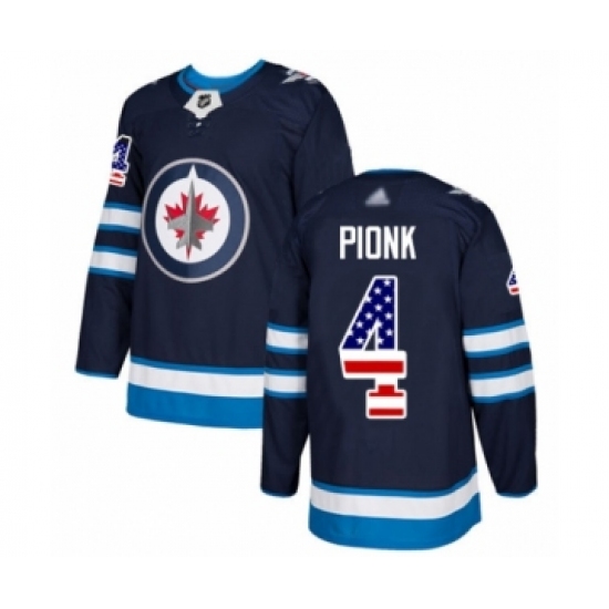 Youth Winnipeg Jets 4 Neal Pionk Authentic Navy Blue USA Flag Fashion Hockey Jersey