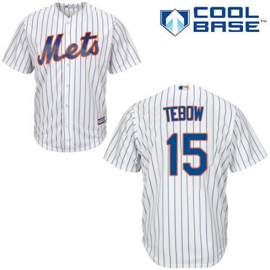 Youth Majestic New York Mets 15 Tim Tebow Authentic White Home Cool Base MLB Jersey