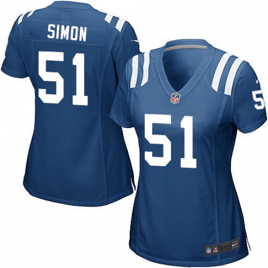 Women's Nike Indianapolis Colts 51 John Simon Game Royal Blue Team Color NFL Jersey