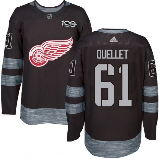 Men's Adidas Detroit Red Wings 61 Xavier Ouellet Premier Black 1917-2017 100th Anniversary NHL Jersey