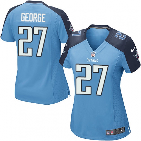 Women's Nike Tennessee Titans 27 Eddie George Game Light Blue Team Color NFL Jersey