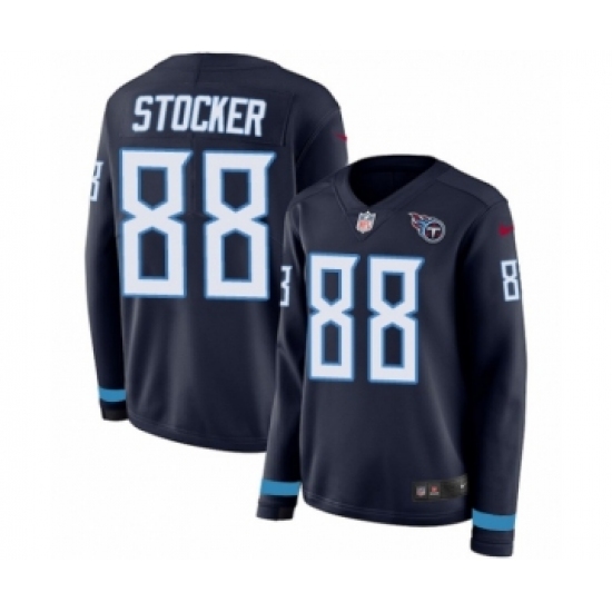 Women's Nike Tennessee Titans 88 Luke Stocker Limited Navy Blue Therma Long Sleeve NFL Jersey