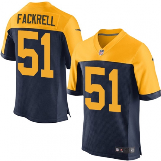 Men's Nike Green Bay Packers 51 Kyler Fackrell Elite Navy Blue Alternate NFL Jersey