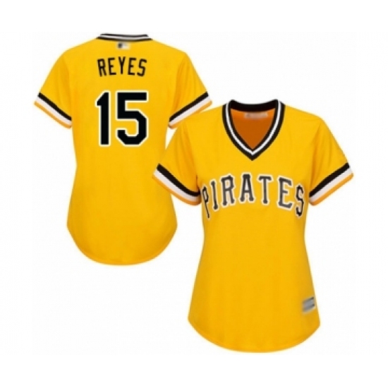 Women's Pittsburgh Pirates 15 Pablo Reyes Authentic Gold Alternate Cool Base Baseball Player Jersey