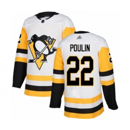 Youth Pittsburgh Penguins 22 Samuel Poulin Authentic White Away Hockey Jersey