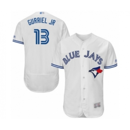 Men's Toronto Blue Jays 13 Lourdes Gurriel Jr. White Home Flex Base Authentic Collection Baseball Player Jersey