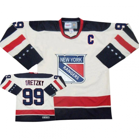 Youth CCM New York Rangers 99 Wayne Gretzky Authentic White Throwback NHL Jersey