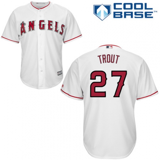 Men's Majestic Los Angeles Angels of Anaheim 27 Mike Trout Replica White Home Cool Base MLB Jersey