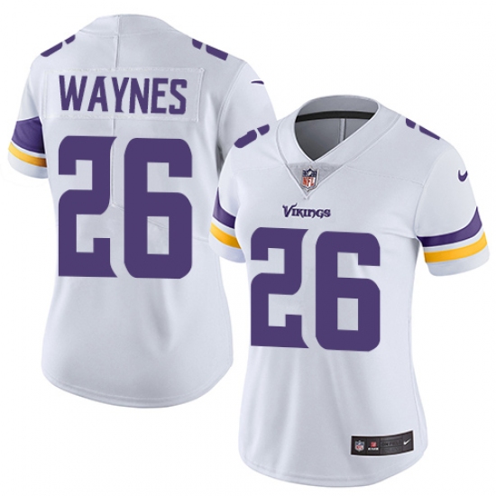 Women's Nike Minnesota Vikings 26 Trae Waynes White Vapor Untouchable Limited Player NFL Jersey