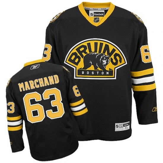 Youth Reebok Boston Bruins 63 Brad Marchand Authentic Black Third NHL Jersey