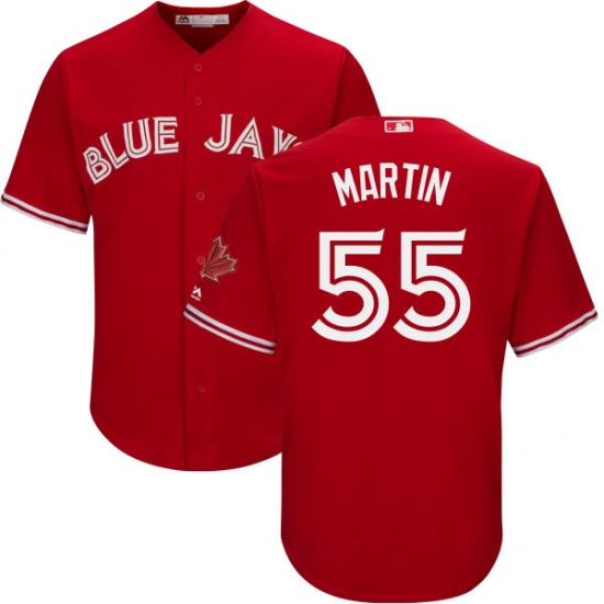 Men's Majestic Toronto Blue Jays 55 Russell Martin Replica Scarlet Alternate Cool Base MLB Jersey