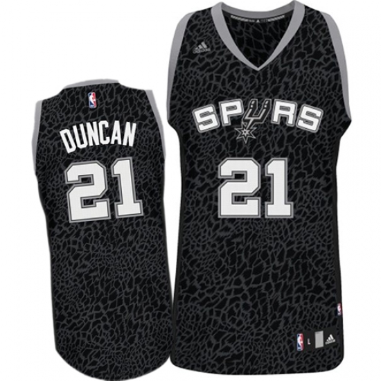 Men's Adidas San Antonio Spurs 21 Tim Duncan Authentic Black Crazy Light NBA Jersey