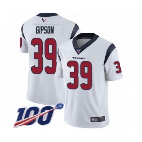 Men's Houston Texans 39 Tashaun Gipson White Vapor Untouchable Limited Player 100th Season Football Jersey