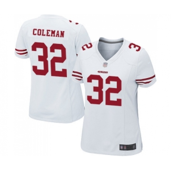 Women's San Francisco 49ers 32 Tevin Coleman Game White Football Jersey