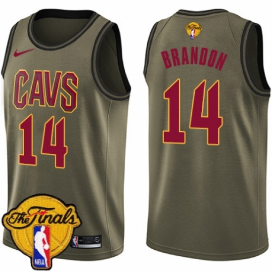 Youth Nike Cleveland Cavaliers 14 Terrell Brandon Swingman Green Salute to Service 2018 NBA Finals Bound NBA Jersey