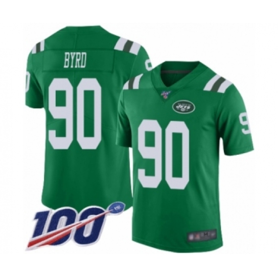 Men's New York Jets 90 Dennis Byrd Limited Green Rush Vapor Untouchable 100th Season Football Jersey