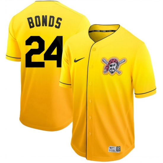 Men's Nike Pittsburgh Pirates 24 Barry Bonds Nike Gold Fade Jersey