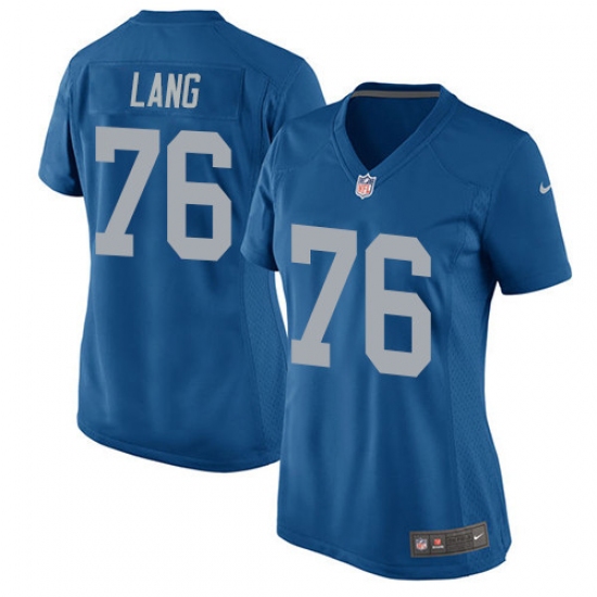 Women's Nike Detroit Lions 76 T.J. Lang Game Blue Alternate NFL Jersey