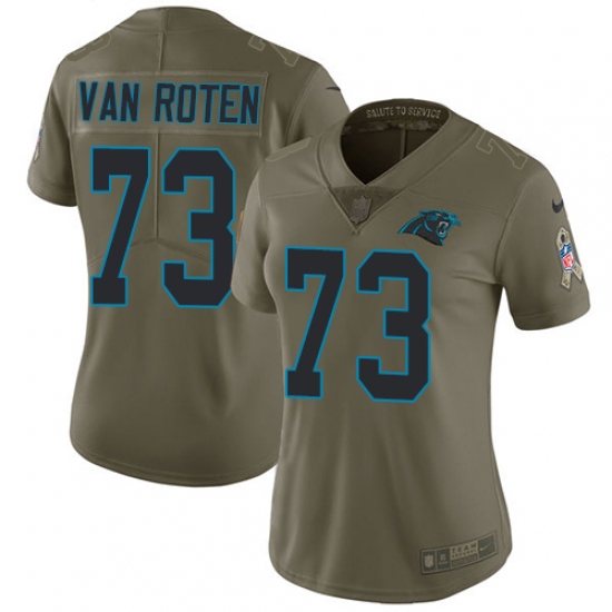 Women's Nike Carolina Panthers 73 Greg Van Roten Limited Olive 2017 Salute to Service NFL Jersey