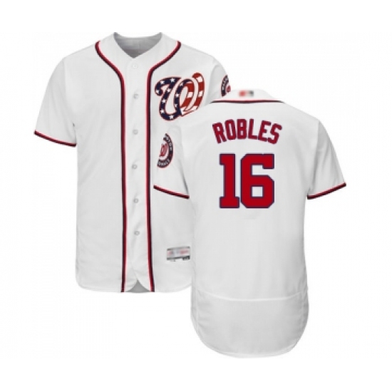 Men's Washington Nationals 16 Victor Robles White Home Flex Base Authentic Collection Baseball Jersey