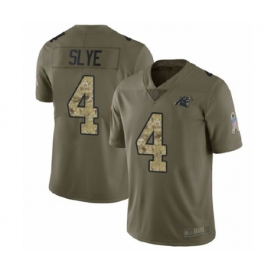 Youth Carolina Panthers 4 Joey Slye Limited Olive Camo 2017 Salute to Service Football Jersey