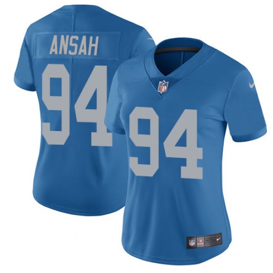 Women's Nike Detroit Lions 94 Ziggy Ansah Elite Blue Alternate NFL Jersey