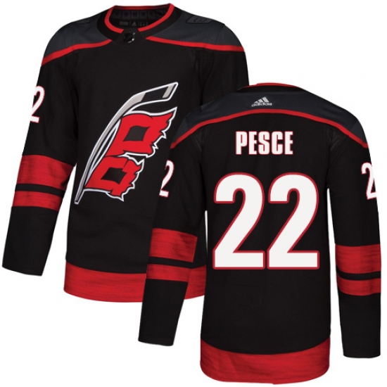 Youth Adidas Carolina Hurricanes 22 Brett Pesce Premier Black Alternate NHL Jersey