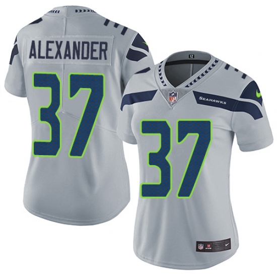 Women's Nike Seattle Seahawks 37 Shaun Alexander Grey Alternate Vapor Untouchable Limited Player NFL Jersey