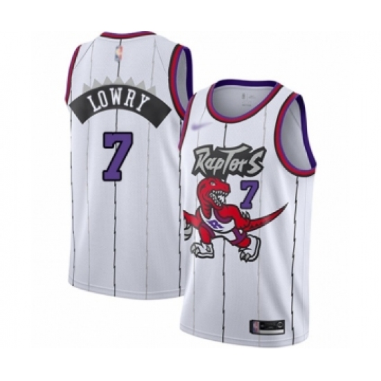 Men's Toronto Raptors 7 Kyle Lowry Authentic White Hardwood Classics Basketball Jersey