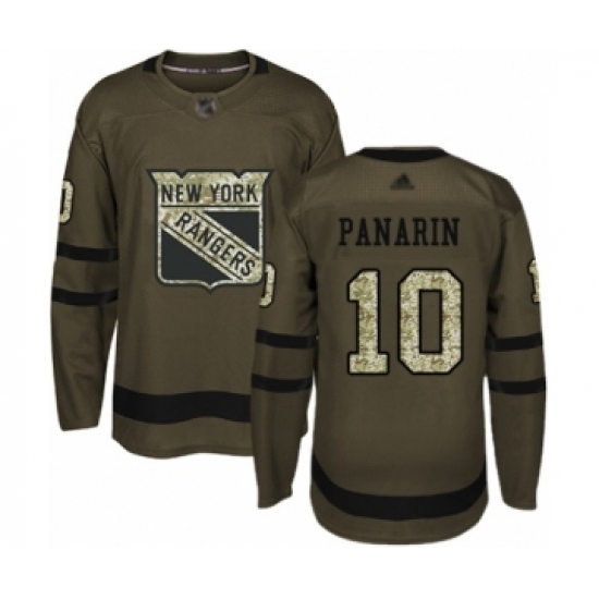 Men's New York Rangers 10 Artemi Panarin Authentic Green Salute to Service Hockey Jersey