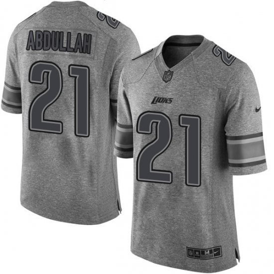 Men's Nike Detroit Lions 21 Ameer Abdullah Limited Gray Gridiron NFL Jersey