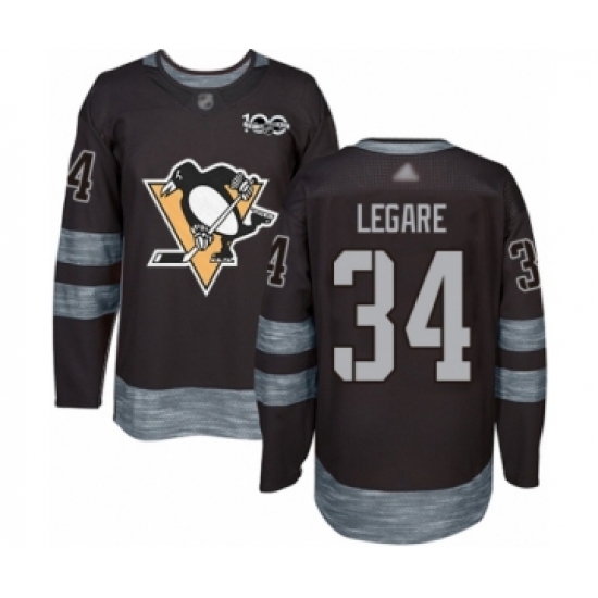 Men's Pittsburgh Penguins 34 Nathan Legare Authentic Black 1917-2017 100th Anniversary Hockey Jersey