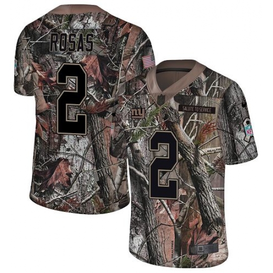 Men's Nike New York Giants 2 Aldrick Rosas Limited Camo Rush Realtree NFL Jersey