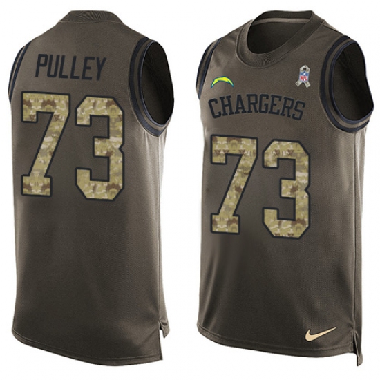 Men's Nike Los Angeles Chargers 73 Spencer Pulley Limited Green Salute to Service Tank Top NFL Jersey