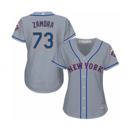 Women's New York Mets 73 Daniel Zamora Authentic Grey Road Cool Base Baseball Player Jersey