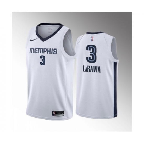 Men's Memphis Grizzlies 3 Jake LaRavia 75th Anniversary Statement Edition White Stitched Basketball Jersey