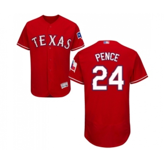 Men's Texas Rangers 24 Hunter Pence Red Alternate Flex Base Authentic Collection Baseball Jersey