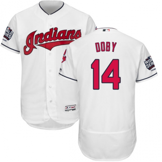 Men's Majestic Cleveland Indians 14 Larry Doby White 2016 World Series Bound Flexbase Authentic Collection MLB Jersey