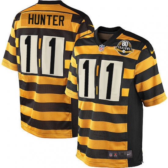 Men's Nike Pittsburgh Steelers 11 Justin Hunter Game Yellow/Black Alternate 80TH Anniversary Throwback NFL Jersey