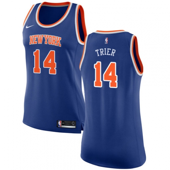 Women's Nike New York Knicks 14 Allonzo Trier Swingman Royal Blue NBA Jersey - Icon Edition