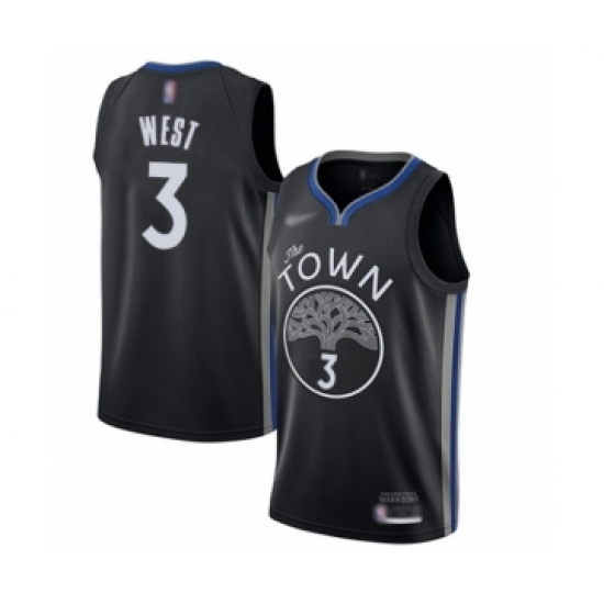 Youth Golden State Warriors 3 David West Swingman Black Basketball Jersey - 201920 City Edition