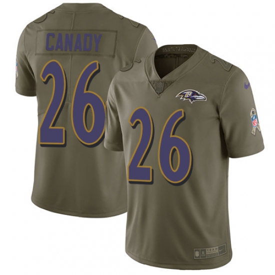 Men's Nike Baltimore Ravens 26 Maurice Canady Limited Olive 2017 Salute to Service NFL Jersey
